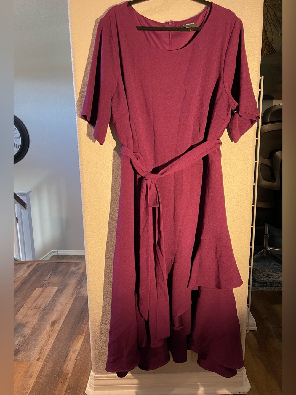 Lane Bryant Wine High-Low Belted Midi Dress